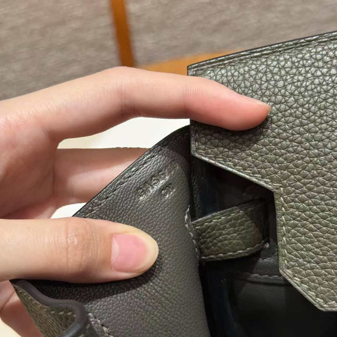 Hermes Birkin 30 Bag Handmade In Togo Calfskin Leather Silver Hardware 61 Olive Green - Image 14