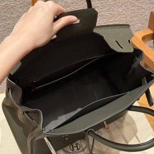 Hermes Birkin 30 Bag Handmade In Togo Calfskin Leather Silver Hardware 61 Olive Green - Image 12