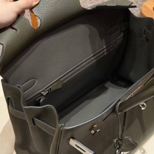 Hermes Birkin 30 Bag Handmade In Togo Calfskin Leather Silver Hardware 61 Olive Green - Image 11