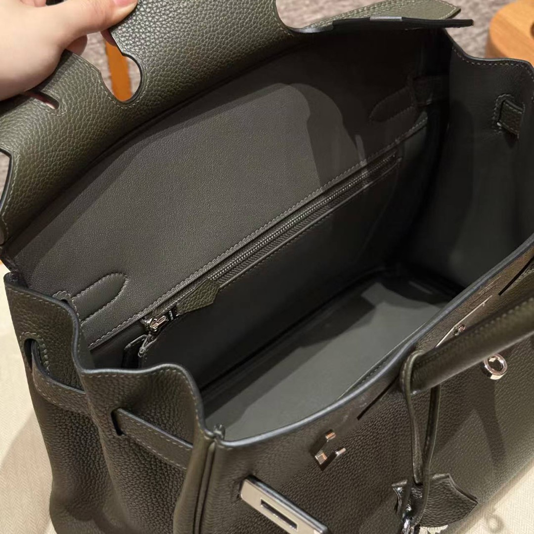 Hermes Birkin 30 Bag Handmade In Togo Calfskin Leather Silver Hardware 61 Olive Green - Image 11