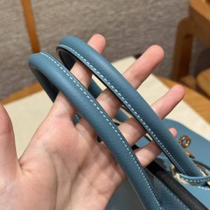 Hermes Birkin 30 Bag Handmade In Togo Calfskin Leather Rose Gold Hardware 75 Blue Jean - Image 5