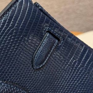 Hermes Birkin 30 Bag Handmade In Lizard Leather from South Africa Gold Hardware 7P Blue Presse - Image 6