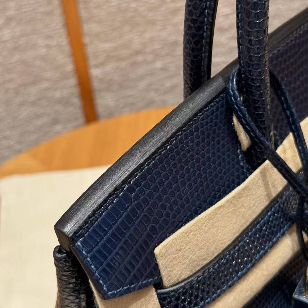 Hermes Birkin 30 Bag Handmade In Lizard Leather from South Africa Gold Hardware 7P Blue Presse - Image 5