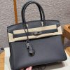 Hermes Birkin 30 Bag Handmade In Togo Calfskin Leather Silver Hardware 85 Ardoise