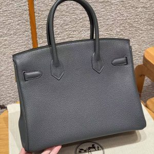 Alternative view of Hermes Birkin 30 Bag Handmade In Togo Calfskin Leather Silver Hardware 85 Ardoise