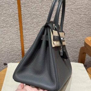Hermes Birkin 30 Bag Handmade In Togo Calfskin Leather Silver Hardware 85 Ardoise - Image 18