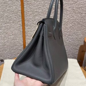 Hermes Birkin 30 Bag Handmade In Togo Calfskin Leather Silver Hardware 85 Ardoise - Image 17