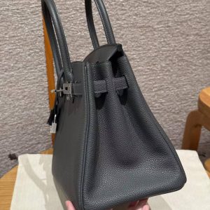 Hermes Birkin 30 Bag Handmade In Togo Calfskin Leather Silver Hardware 85 Ardoise - Image 15