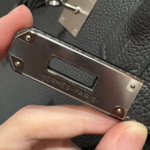 Hermes Birkin 30 Bag Handmade In Togo Calfskin Leather Silver Hardware 85 Ardoise - Image 13