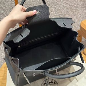 Hermes Birkin 30 Bag Handmade In Togo Calfskin Leather Silver Hardware 85 Ardoise - Image 12
