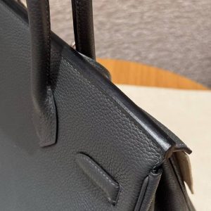 Hermes Birkin 30 Bag Handmade In Togo Calfskin Leather Silver Hardware 85 Ardoise - Image 10