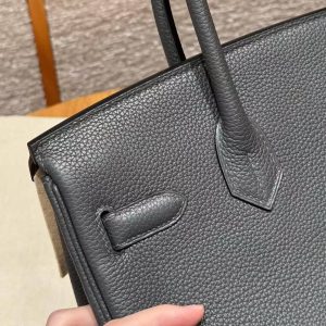 Hermes Birkin 30 Bag Handmade In Togo Calfskin Leather Silver Hardware 85 Ardoise - Image 9