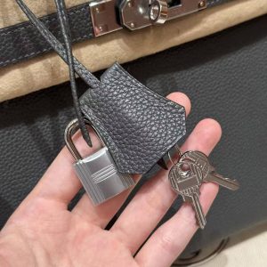 Hermes Birkin 30 Bag Handmade In Togo Calfskin Leather Silver Hardware 85 Ardoise - Image 5
