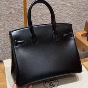 Alternative view of Hermes Birkin 30 Bag Handmade In Box Calfskin Leather Black Hardware 89 Noir
