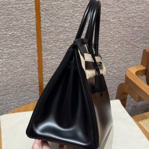Hermes Birkin 30 Bag Handmade In Box Calfskin Leather Black Hardware 89 Noir - Image 18