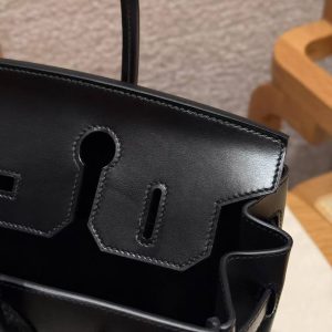 Hermes Birkin 30 Bag Handmade In Box Calfskin Leather Black Hardware 89 Noir - Image 10