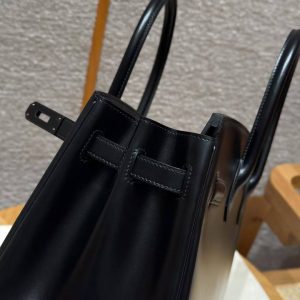 Hermes Birkin 30 Bag Handmade In Box Calfskin Leather Black Hardware 89 Noir - Image 8