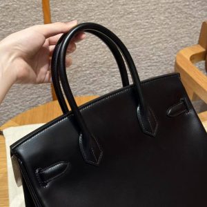 Hermes Birkin 30 Bag Handmade In Box Calfskin Leather Black Hardware 89 Noir - Image 7