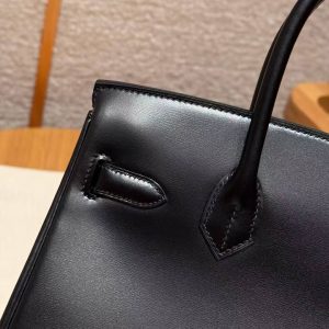 Hermes Birkin 30 Bag Handmade In Box Calfskin Leather Black Hardware 89 Noir - Image 6