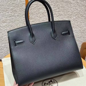 Alternative view of Hermes Birkin 30 Bag Handmade In Epsom Calfskin Leather Silver Hardware 89 Noir