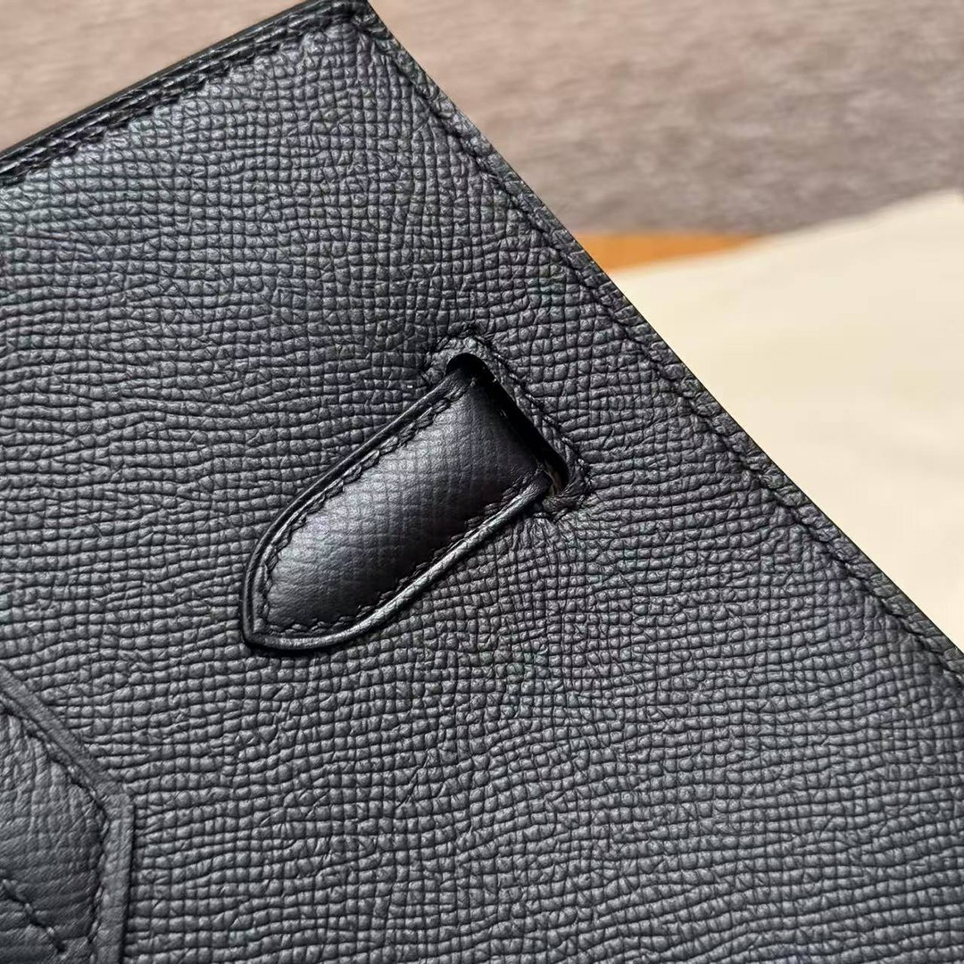Hermes Birkin 30 Bag Handmade In Epsom Calfskin Leather Silver Hardware 89 Noir - Image 10