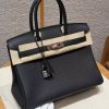 Hermes Birkin 30 Bag Handmade In Togo Calfskin Leather Silver Hardware 89 Noir