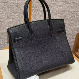 Alternative view of Hermes Birkin 30 Bag Handmade In Togo Calfskin Leather Silver Hardware 89 Noir