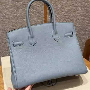 Alternative view of Hermes Birkin 30 Bag Handmade In Togo Calfskin Leather Silver Hardware J7 Blue Lin