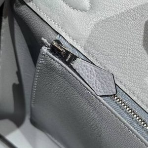 Hermes Birkin 30 Bag Handmade In Togo Calfskin Leather Silver Hardware J7 Blue Lin - Image 8