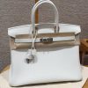 Hermes Birkin 35 Bag Handmade In Swift Calfskin Leather Silver Hardware 01 Blanc