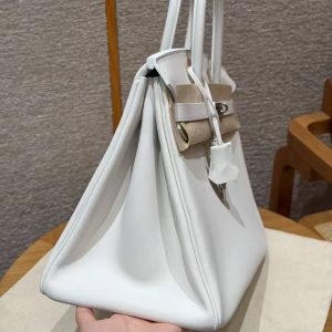 Hermes Birkin 35 Bag Handmade In Swift Calfskin Leather Silver Hardware 01 Blanc - Image 22