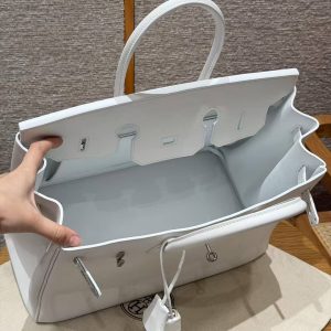 Hermes Birkin 35 Bag Handmade In Swift Calfskin Leather Silver Hardware 01 Blanc - Image 19