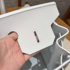 Hermes Birkin 35 Bag Handmade In Swift Calfskin Leather Silver Hardware 01 Blanc - Image 12