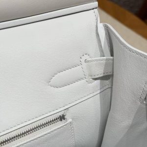 Hermes Birkin 35 Bag Handmade In Swift Calfskin Leather Silver Hardware 01 Blanc - Image 10