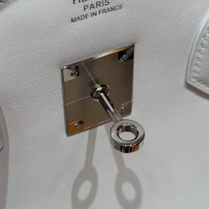 Hermes Birkin 35 Bag Handmade In Swift Calfskin Leather Silver Hardware 01 Blanc - Image 8