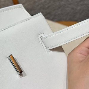 Hermes Birkin 35 Bag Handmade In Swift Calfskin Leather Silver Hardware 01 Blanc - Image 7