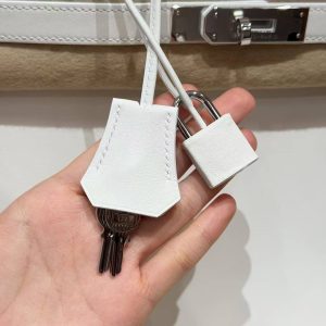 Hermes Birkin 35 Bag Handmade In Swift Calfskin Leather Silver Hardware 01 Blanc - Image 6