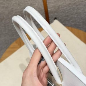 Hermes Birkin 35 Bag Handmade In Swift Calfskin Leather Silver Hardware 01 Blanc - Image 5