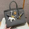 Hermes Birkin 35 Bag Handmade In Togo Calfskin Leather Gold Hardware 0L Gris Mayer