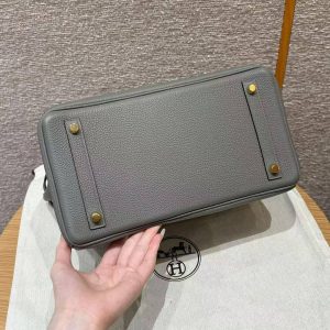 Hermes Birkin 35 Bag Handmade In Togo Calfskin Leather Gold Hardware 0L Gris Mayer - Image 23