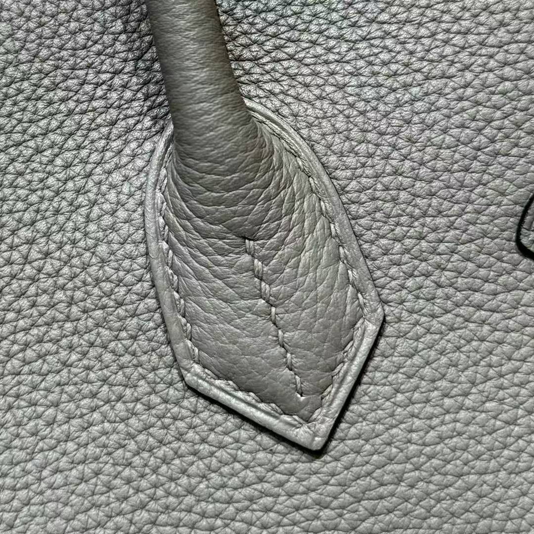 Hermes Birkin 35 Bag Handmade In Togo Calfskin Leather Gold Hardware 0L Gris Mayer - Image 20
