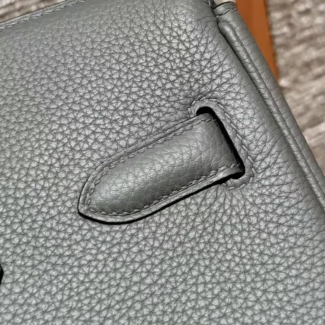 Hermes Birkin 35 Bag Handmade In Togo Calfskin Leather Gold Hardware 0L Gris Mayer - Image 19