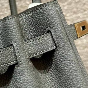Hermes Birkin 35 Bag Handmade In Togo Calfskin Leather Gold Hardware 0L Gris Mayer - Image 13