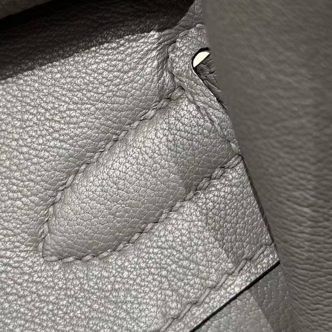 Hermes Birkin 35 Bag Handmade In Togo Calfskin Leather Gold Hardware 0L Gris Mayer - Image 10