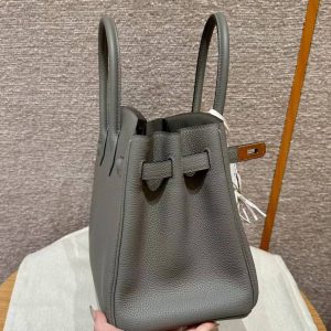 Hermes Birkin 35 Bag Handmade In Togo Calfskin Leather Gold Hardware 0L Gris Mayer - Image 8