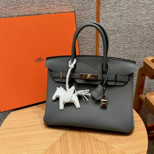 Hermes Birkin 35 Bag Handmade In Togo Calfskin Leather Gold Hardware 0L Gris Mayer - Image 3