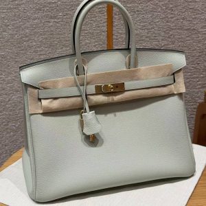 Hermes Birkin 35 Bag Handmade In Togo Calfskin Leather Gold Hardware 0W Girs Neve 09 Mauve Pale