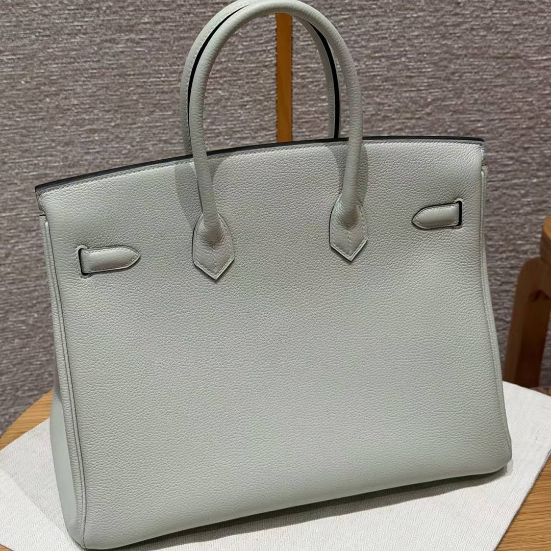 Hermes Birkin 35 Bag Handmade In Togo Calfskin Leather Gold Hardware 0W Girs Neve 09 Mauve Pale - Image 2