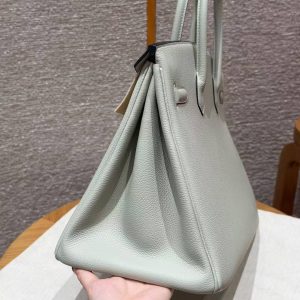Hermes Birkin 35 Bag Handmade In Togo Calfskin Leather Gold Hardware 0W Girs Neve 09 Mauve Pale - Image 20