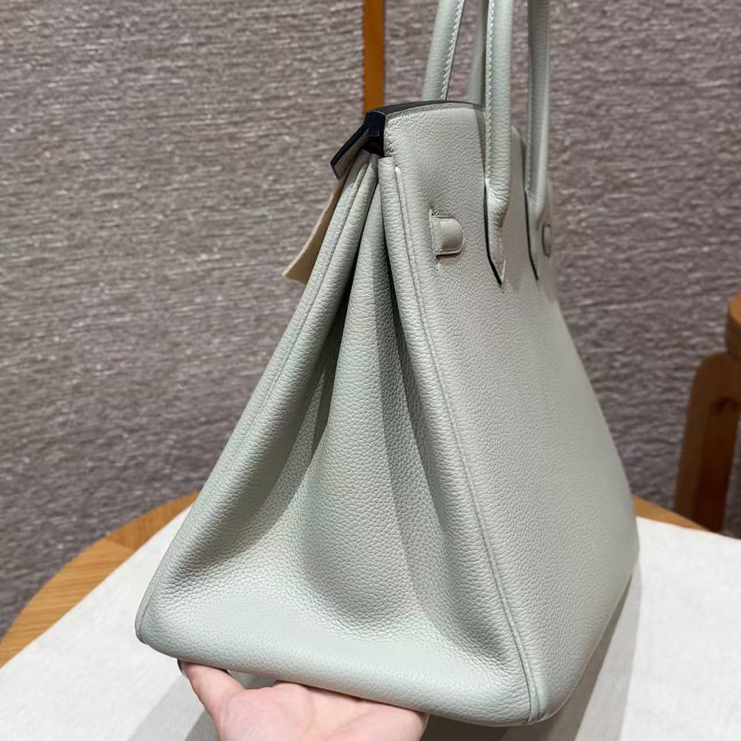 Hermes Birkin 35 Bag Handmade In Togo Calfskin Leather Gold Hardware 0W Girs Neve 09 Mauve Pale - Image 20